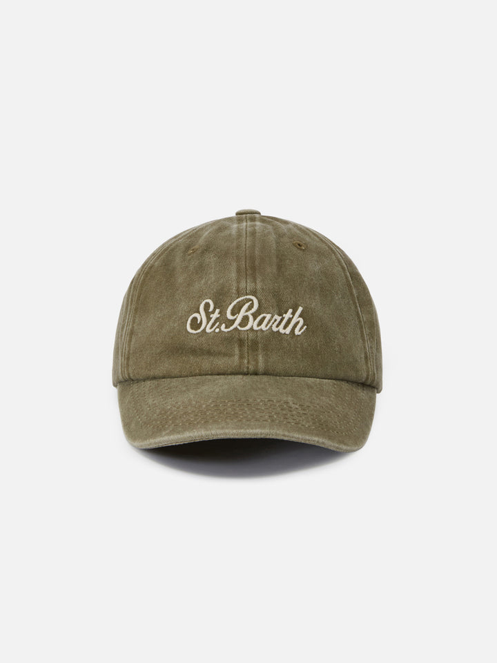 Cappellino Davis con visiera in cotone tortora con logo ricamato