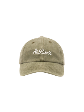 Davis military green denim Ball Cap with St. Barth embroidery