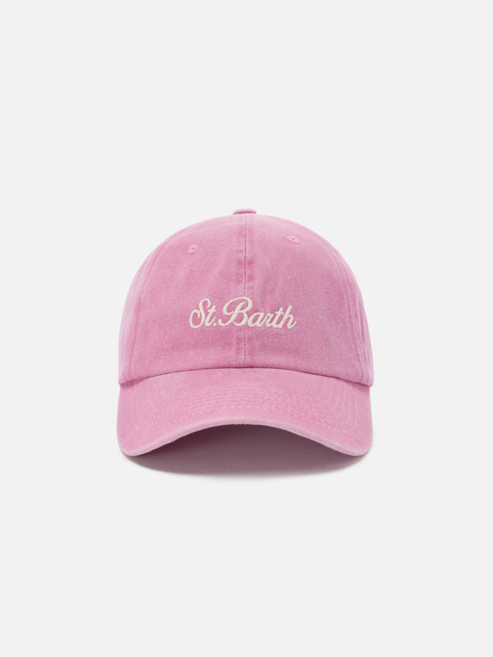 Davis light pink cotton baseball cap with embroidered logo