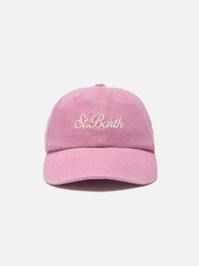 Cappellino Davis con visiera in cotone rosa chiaro con logo ricamato