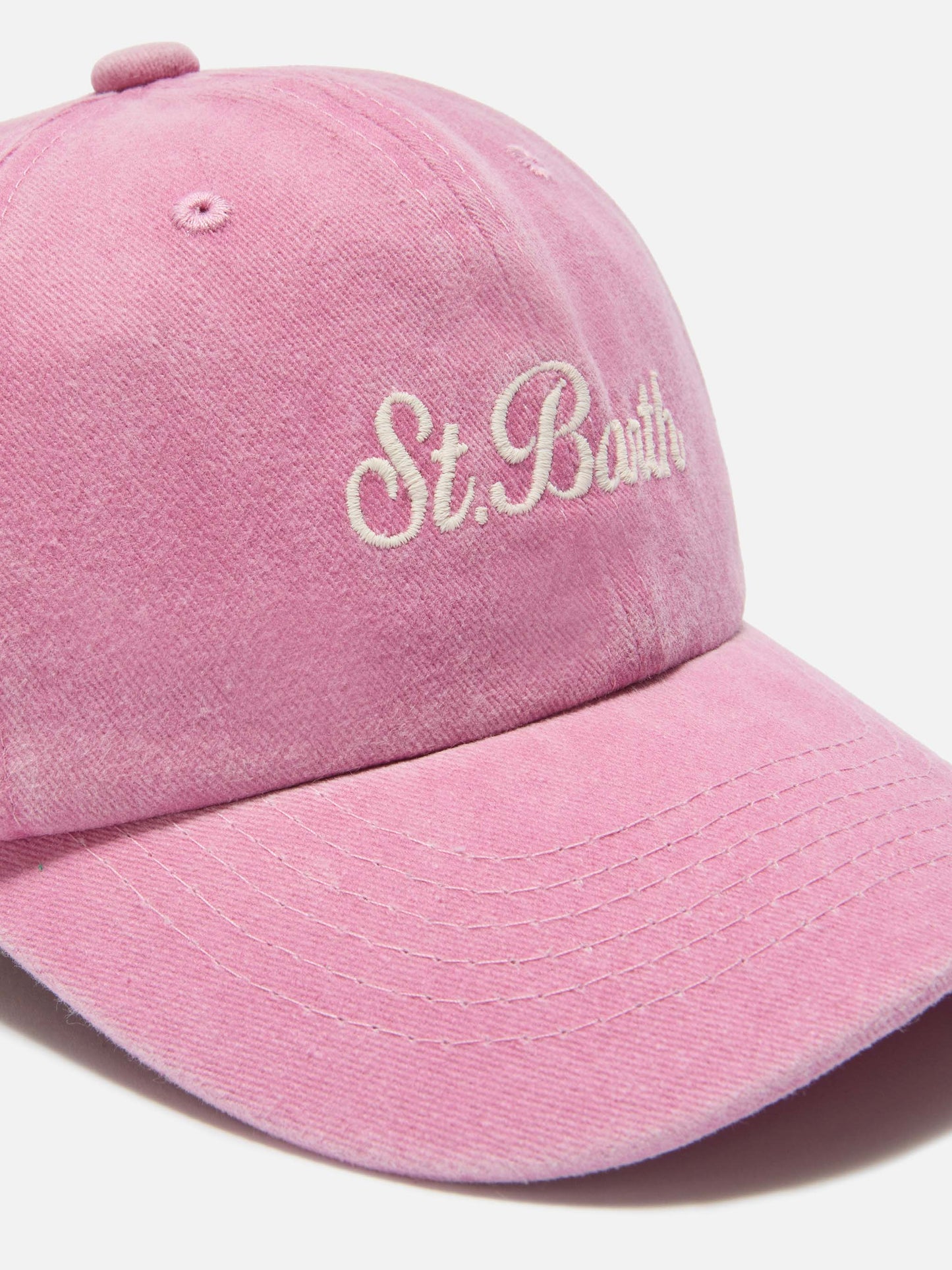 Cappellino Davis con visiera in cotone rosa chiaro con logo ricamato