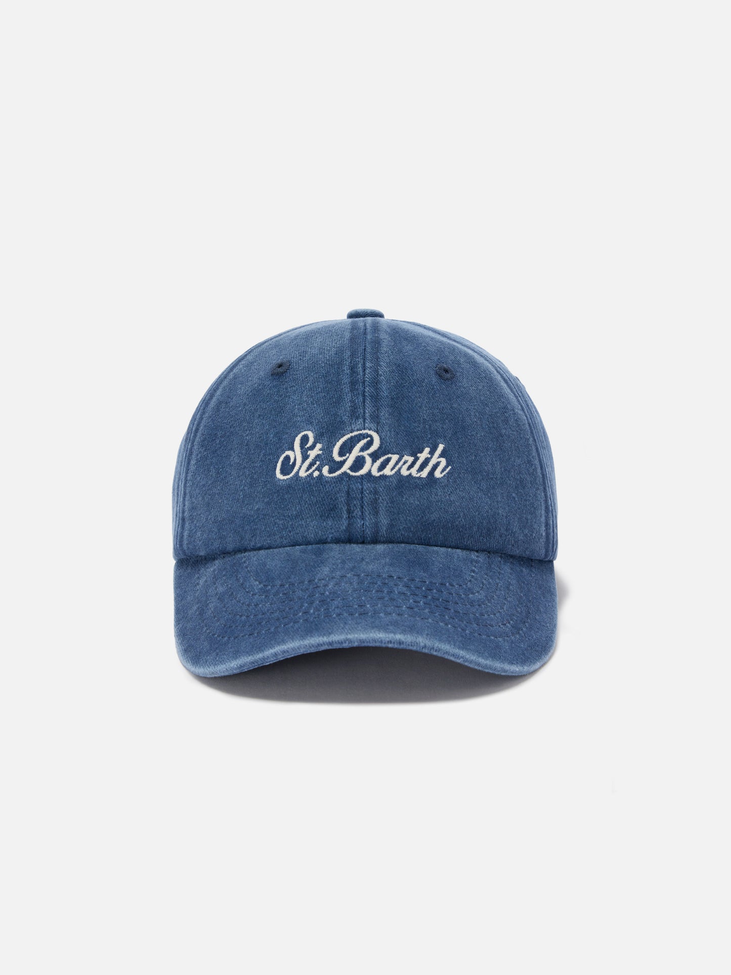 Cappellino Davis con visiera in cotone blu chiaro con logo ricamato