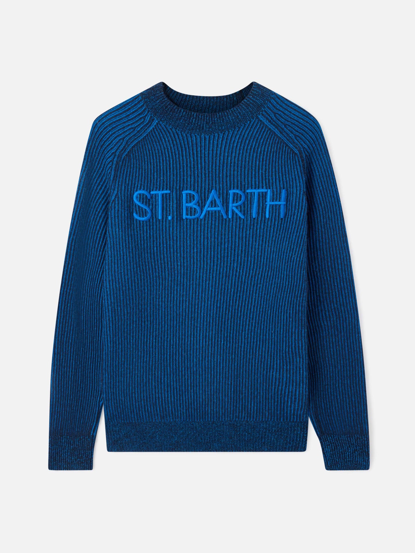 Maglione da uomo mezzo collo a costine blu