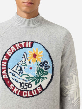 Maglione da uomo mezzo dolcevita con jacquard nordico