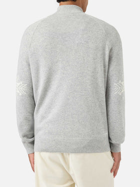 Maglione da uomo mezzo dolcevita con jacquard nordico