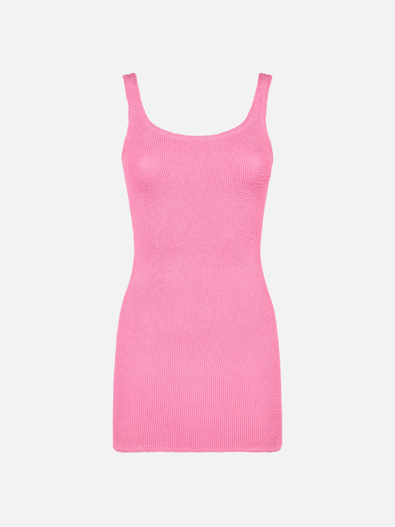 Tanktop-Kleid in Crinkle-Optik für Damen in Rosa