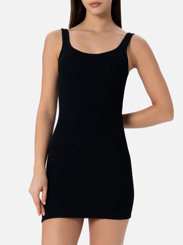 Abito Deana in crinkle nero con spalline