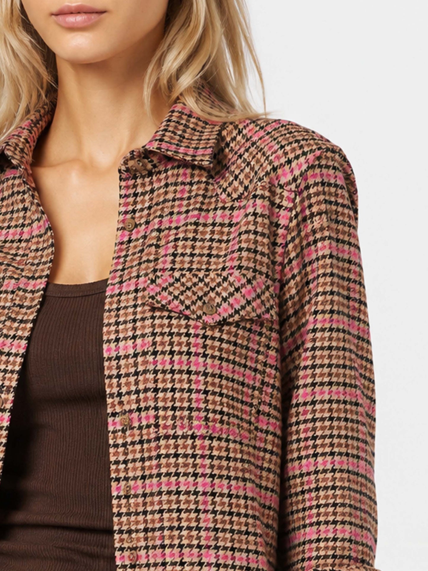 Overshirt Deer im Pied-de-Poule-Muster 
