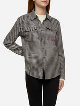 Wool shirt Deer with pied de poul print