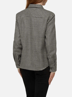 Wollhemd Hirsch mit Pied de Poul-Print