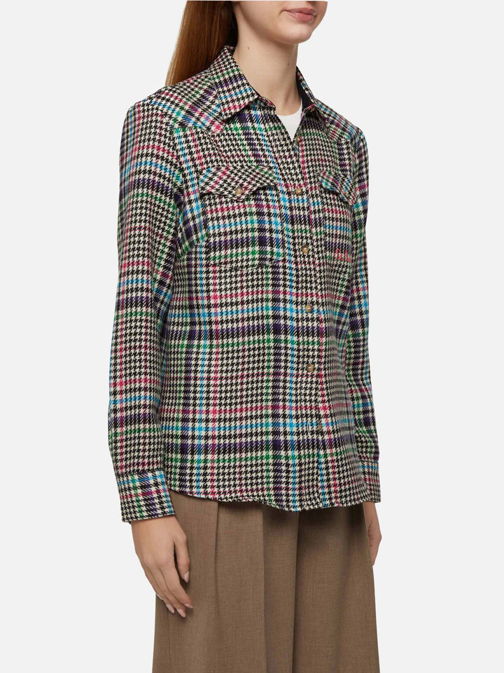 Camicia in lana Deer con stampa Principe di Galles