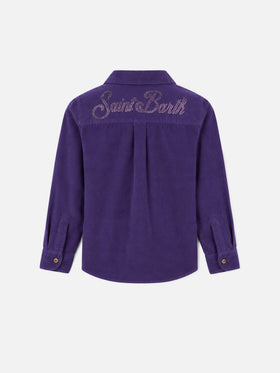 Samt-Overshirt für Mädchen mit Saint Barth Rhinestone-Print 