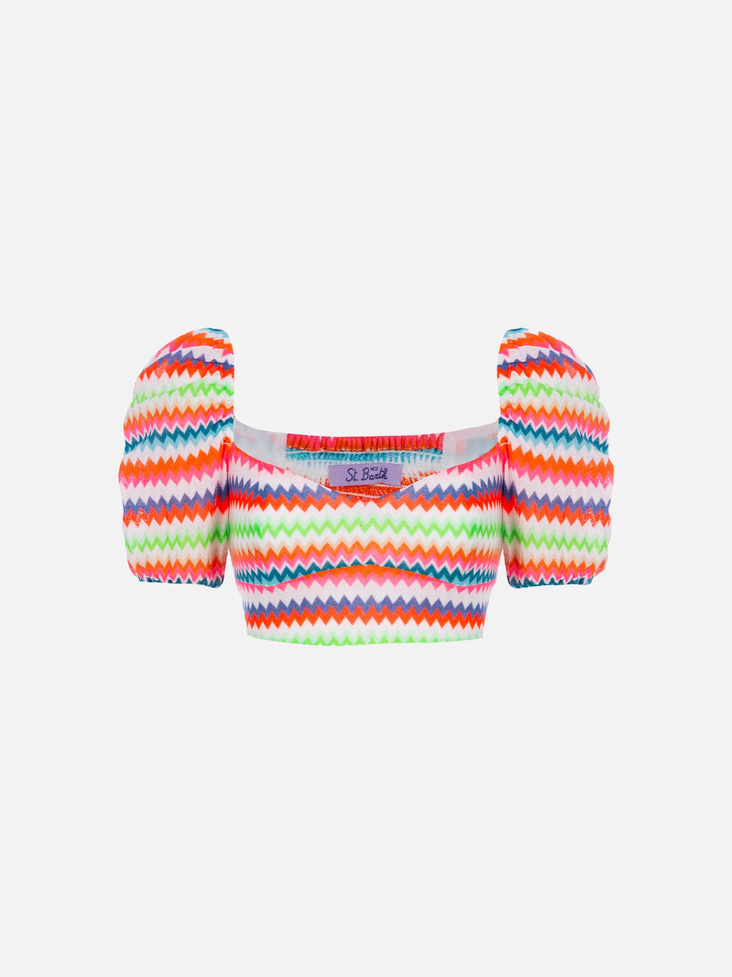 Delia fluo chevron raschel crop top