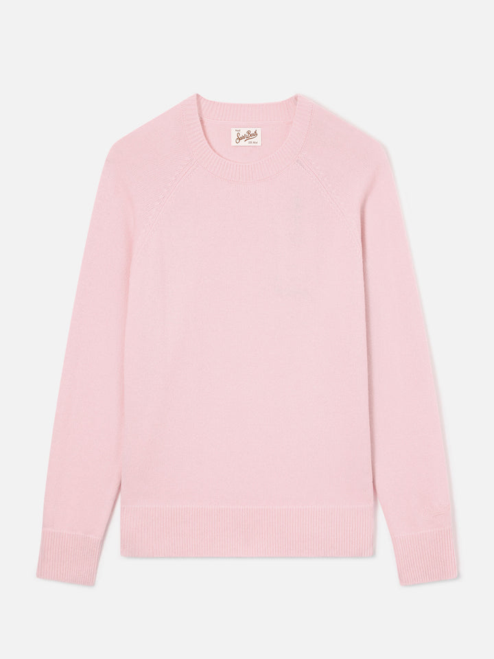 Jersey de punto de lana Pink Delphine con cuello redondo 