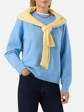 Maglia girocollo Delphine azzurra in lana