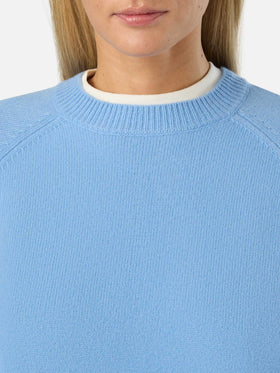 Maglia girocollo Delphine azzurra in lana