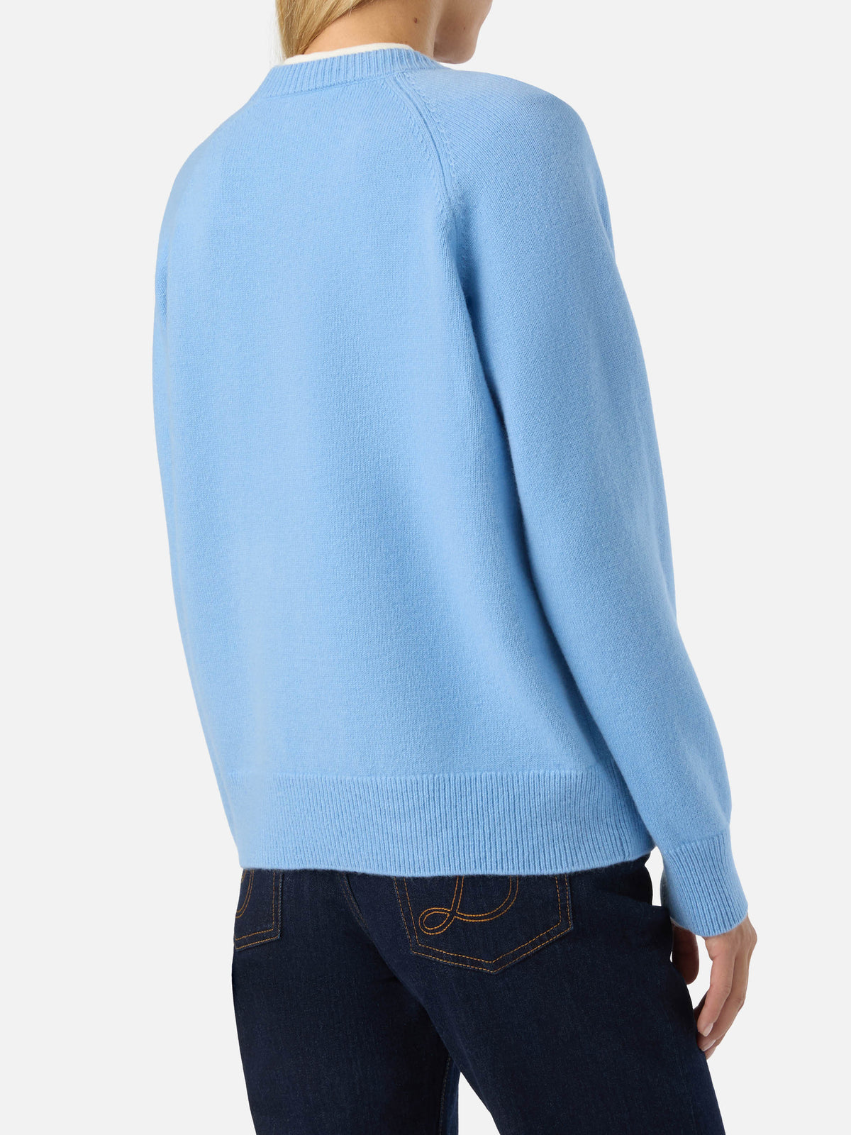 Maglia girocollo Delphine azzurra in lana