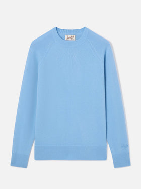 Maglia girocollo Delphine azzurra in lana