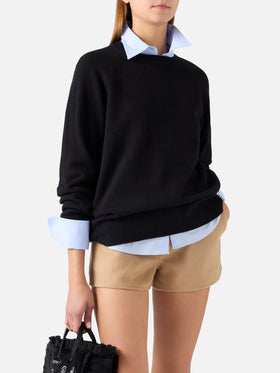Maglia girocollo Delphine nera in lana