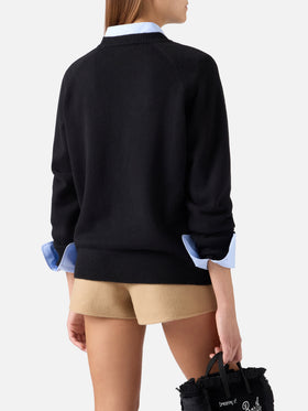 Maglia girocollo Delphine nera in lana