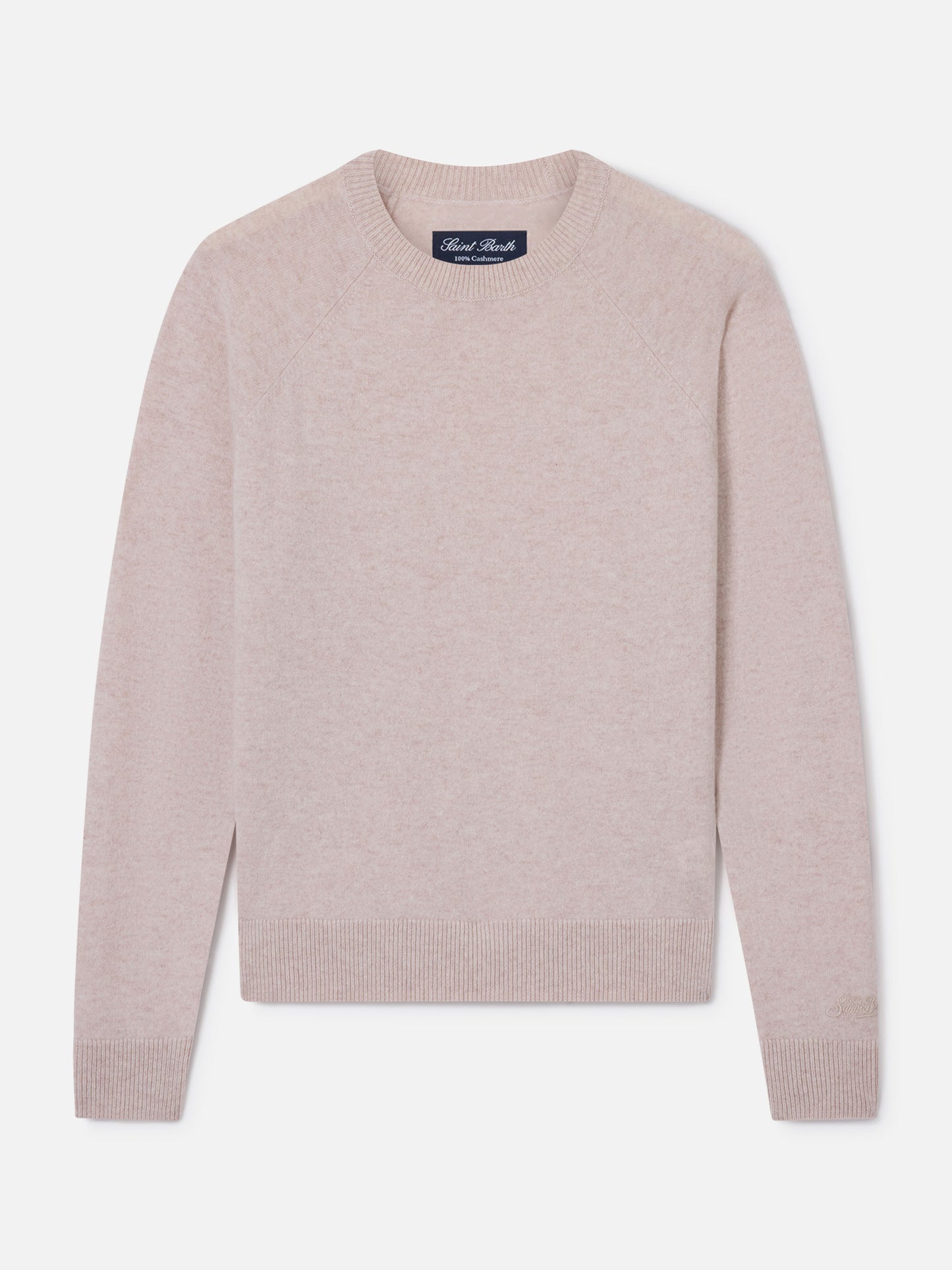 Jersey de punto con cuello redondo Delphine de cashmere en beige 