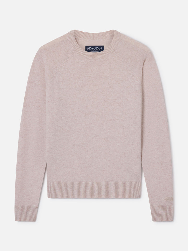 Beige Delphine cashmere crewneck knit