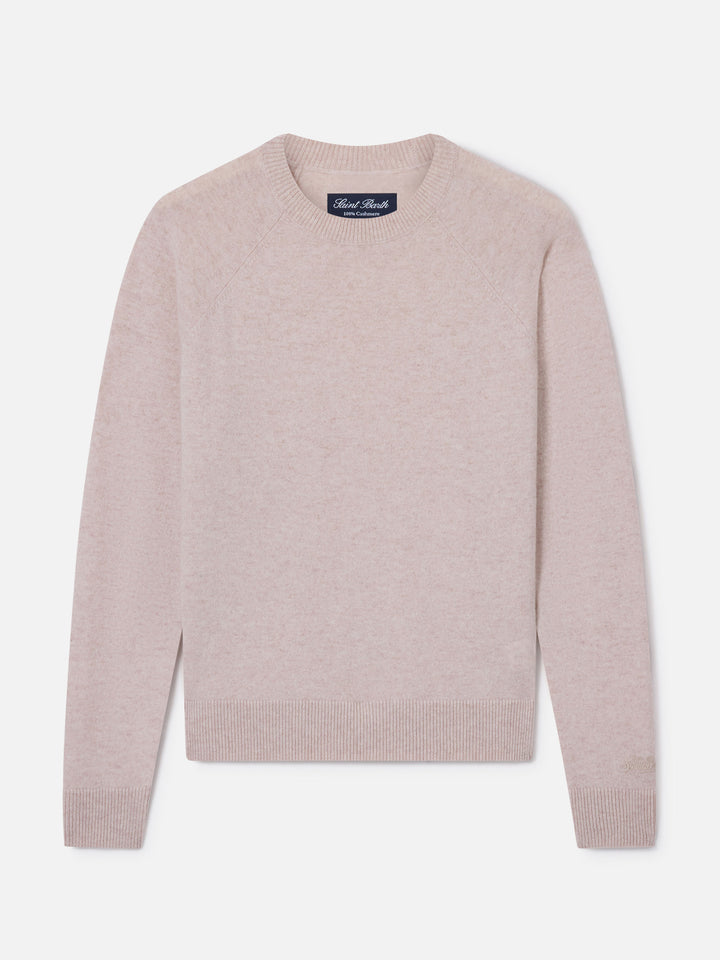 Pull à col rond en cachemire Delphine en beige 