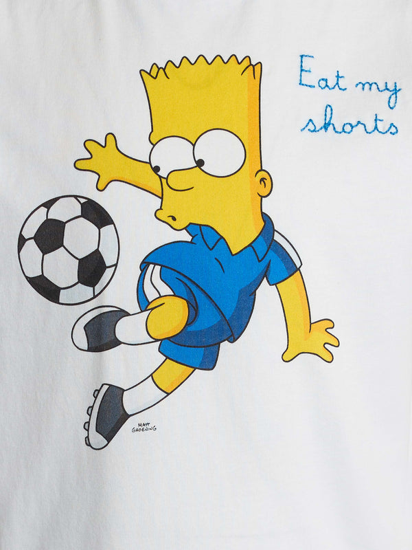 Boy white cotton t-shirt Dean Jr with Bart Simpson print and embroidery | THE SIMPSON SPECIAL EDITION