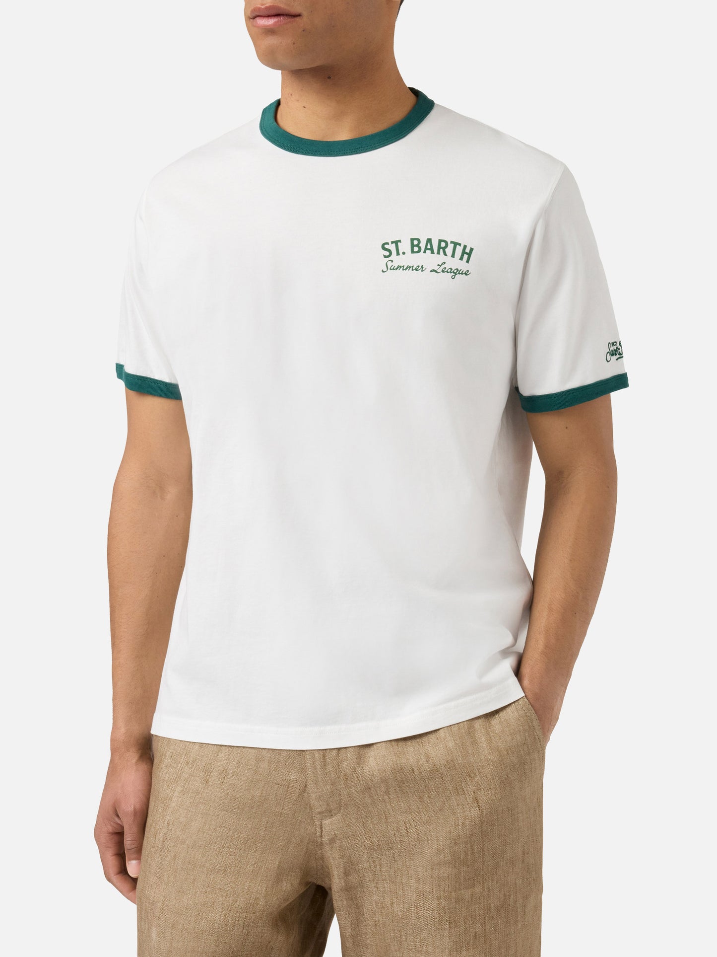 Cream Dean t-shirt with Tennis League print and maxi graphic on the back
