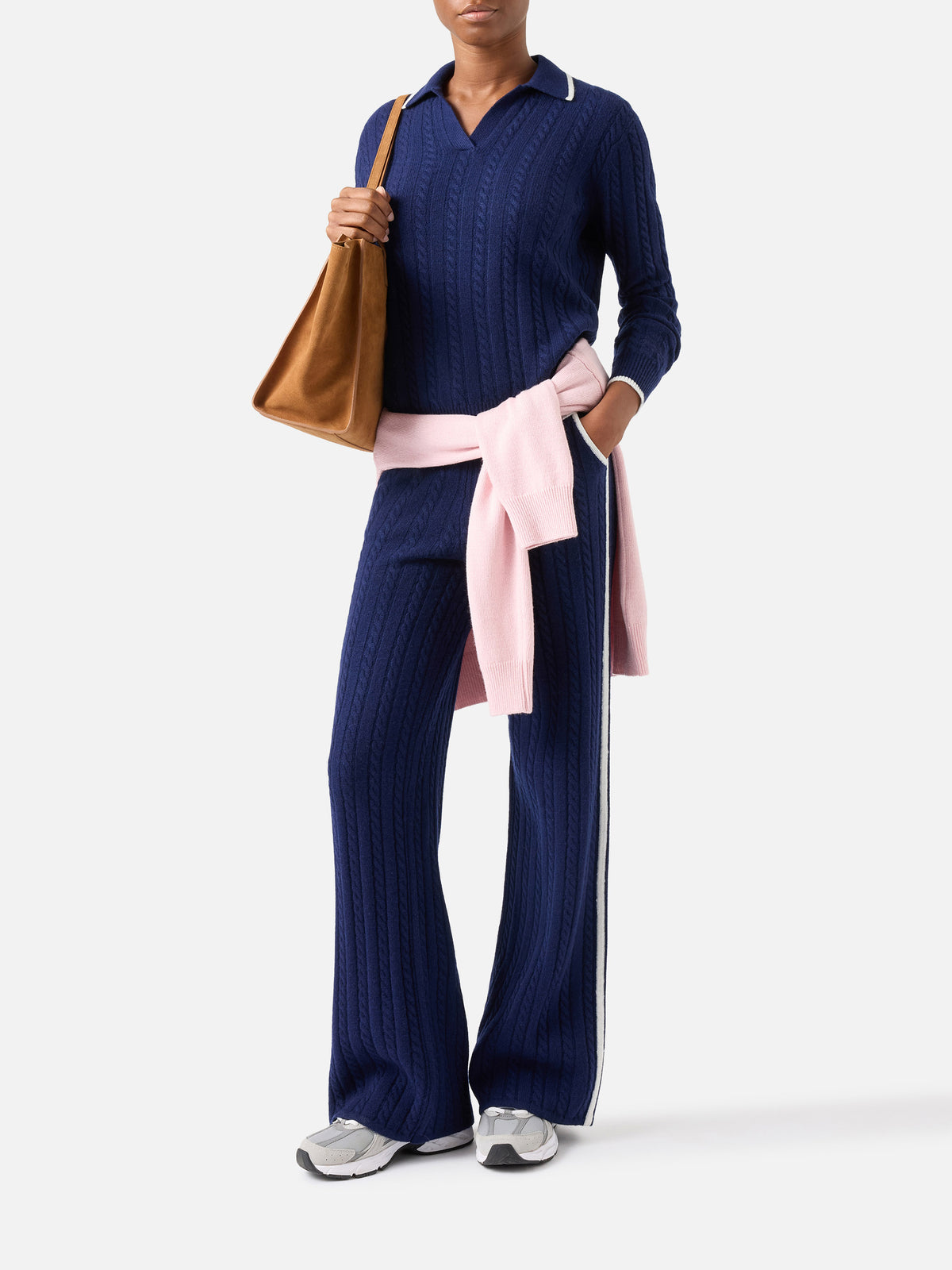 Nachtblaue blue Dinard Wollhose mit kontrastierenden Abschlüssen 