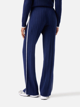 Nachtblaue blue Dinard Wollhose mit kontrastierenden Abschlüssen 