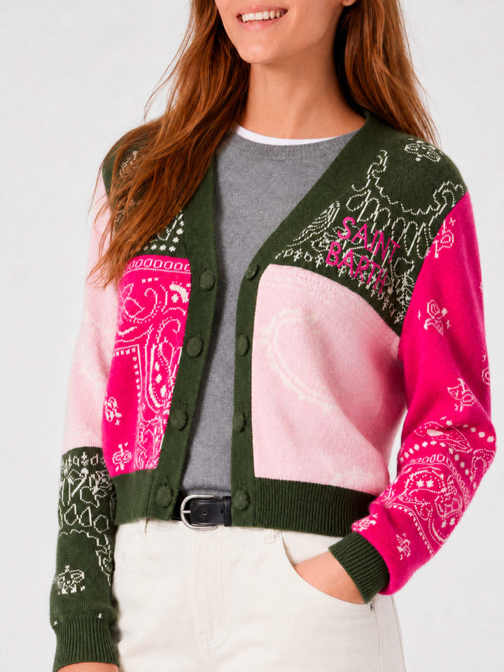 Cárdigan cropped multicolor Didy bandana 