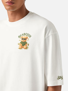 Camiseta oversize de algodón blanca Delmar con estampado Bearcoin en la espalda 