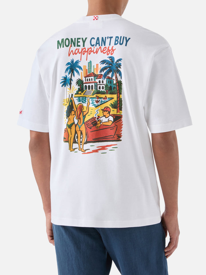 T-shirt Delmar con stampa Money Can’t Buy Happiness e maxi grafica sul retro