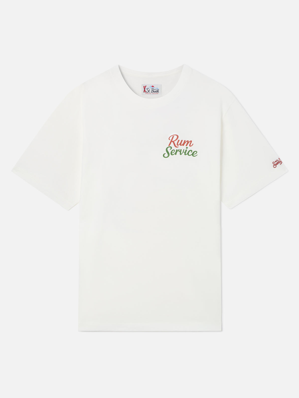 Camiseta oversize de algodón blanca Delmar con estampado Rum Service en la espalda 
