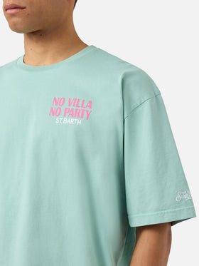 Green Delmar t-shirt with No Villa No Party print and maxi graphic on the back