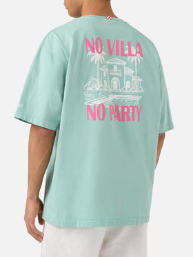 Green Delmar t-shirt with No Villa No Party print and maxi graphic on the back