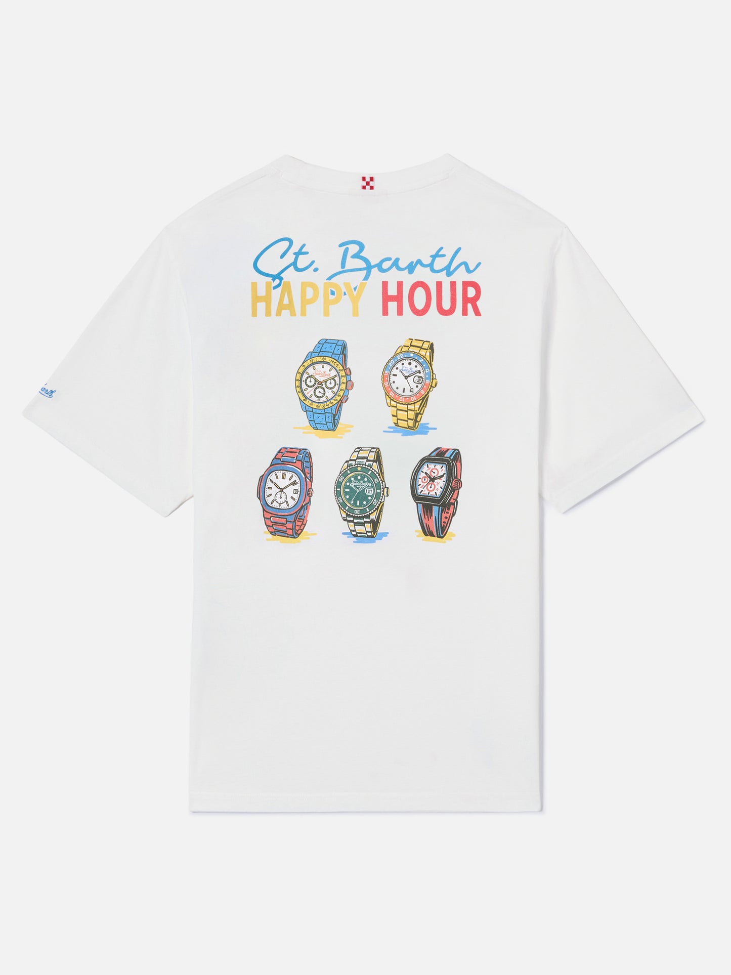 T-shirt Delmar con stampa St. Barth Happy Hour e maxi grafica sul retro