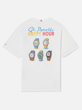 T-shirt Delmar con stampa St. Barth Happy Hour e maxi grafica sul retro