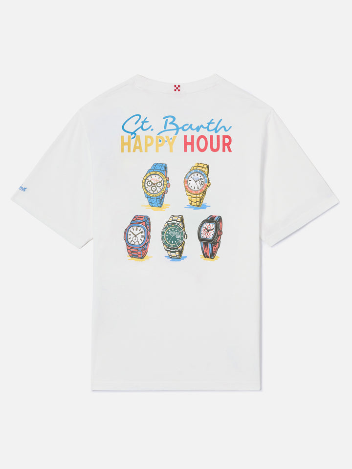 T-shirt Delmar con stampa St. Barth Happy Hour e maxi grafica sul retro