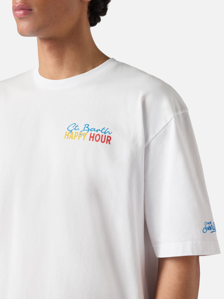 T-shirt Delmar con stampa St. Barth Happy Hour e maxi grafica sul retro