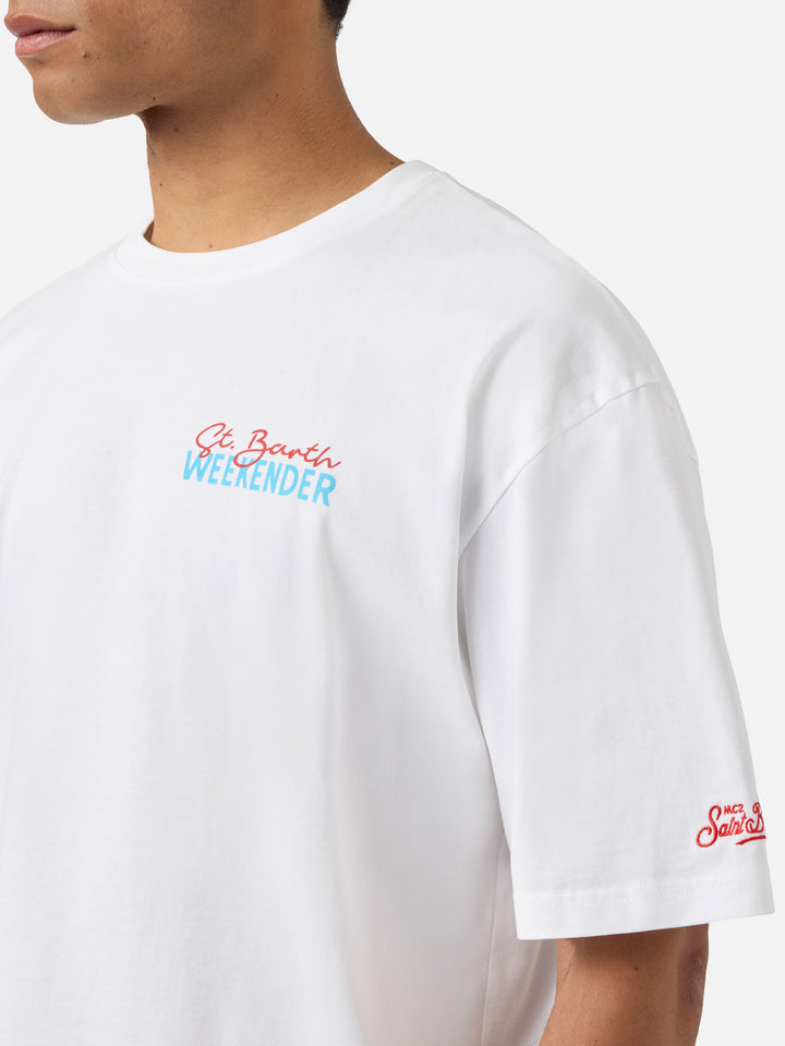 Delmar t-shirt with St. Barth Weekender print and maxi graphic on the back