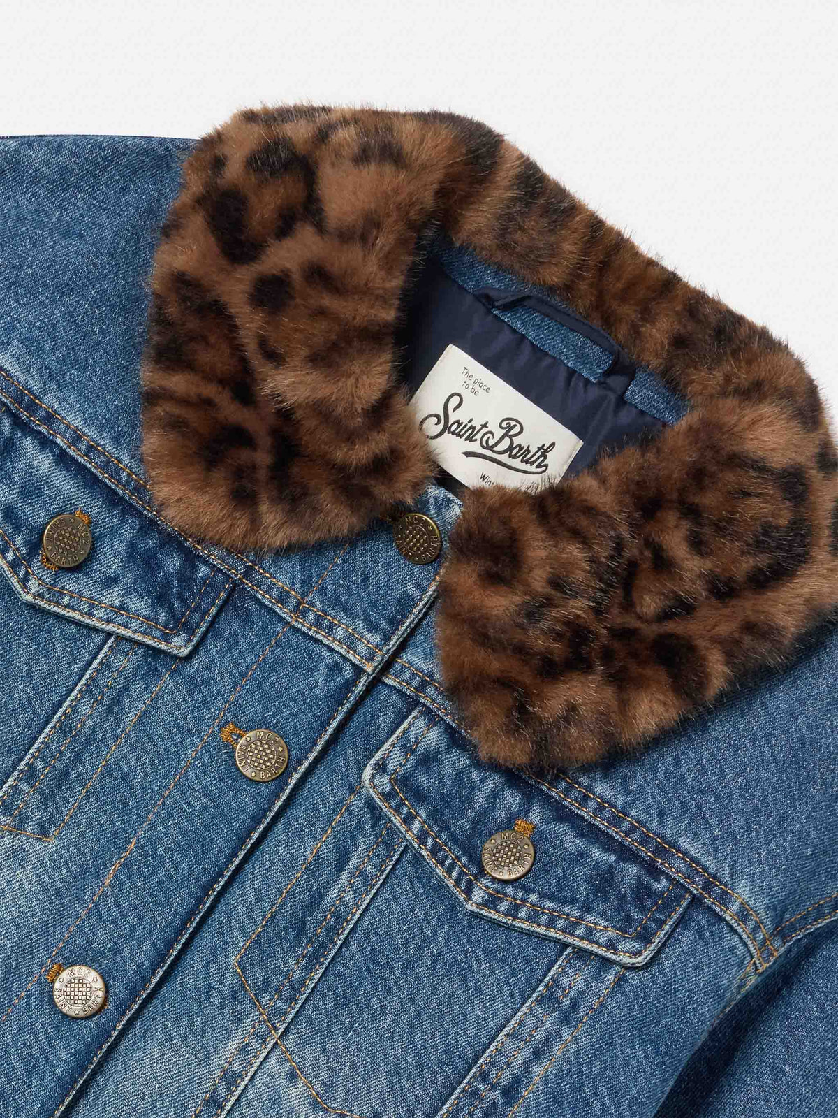 Hellblaue blue Dailys Jeansjacke mit Kragen aus Kunstpelz 