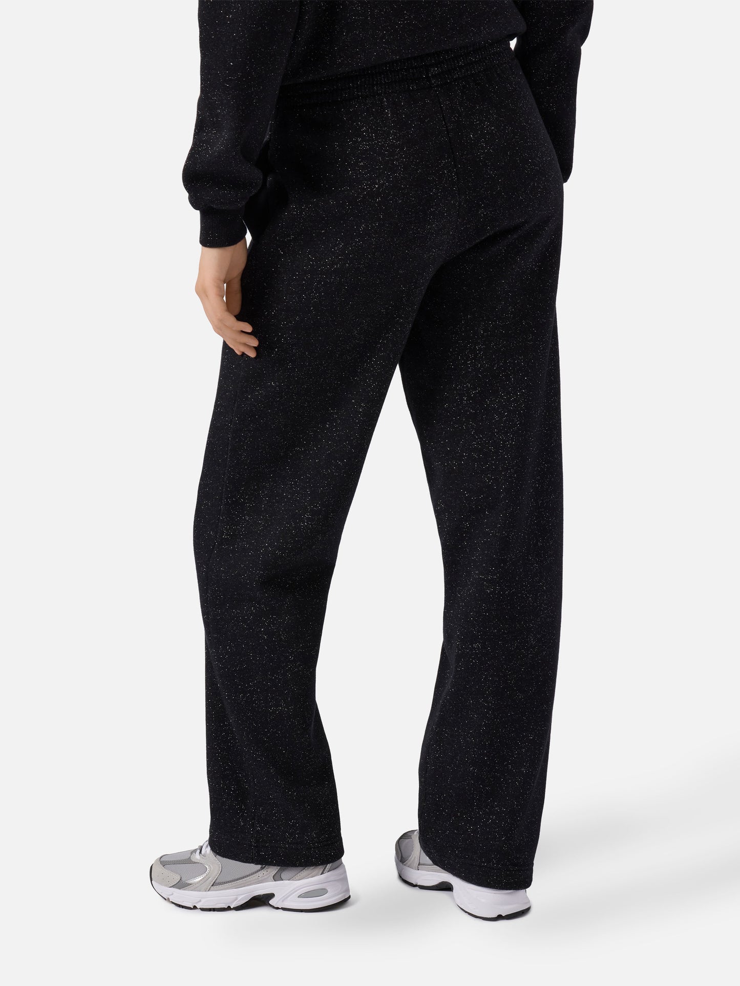 Joggers fondo dritto Deena lurex nero