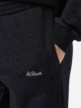 Joggers fondo dritto Deena lurex nero