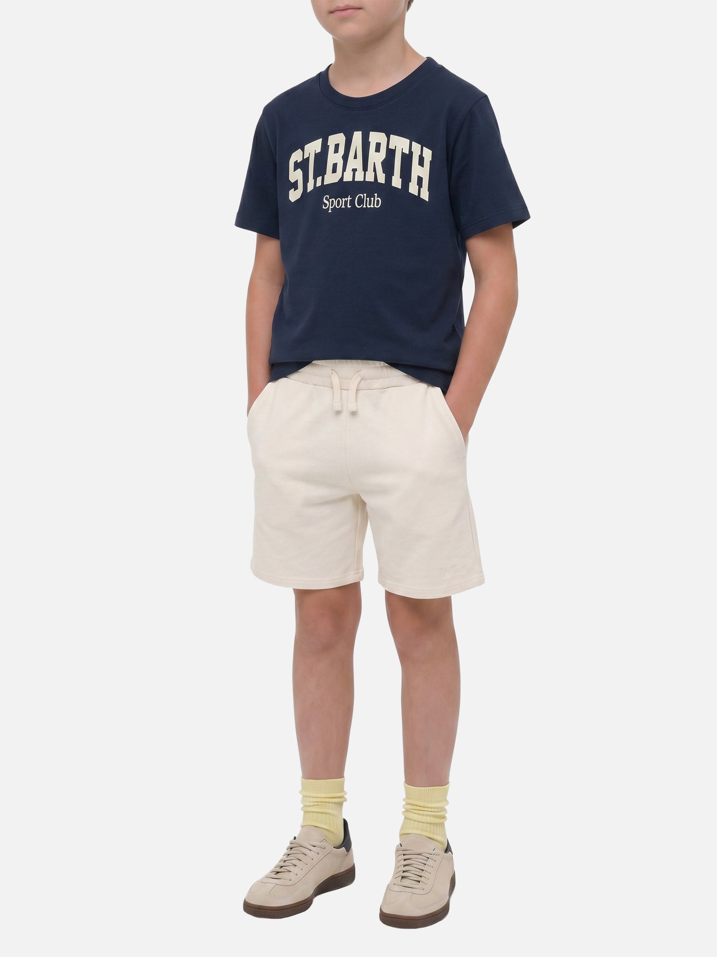 T-shirt Denver Jr in puro cotone blu con stampa Sport Club