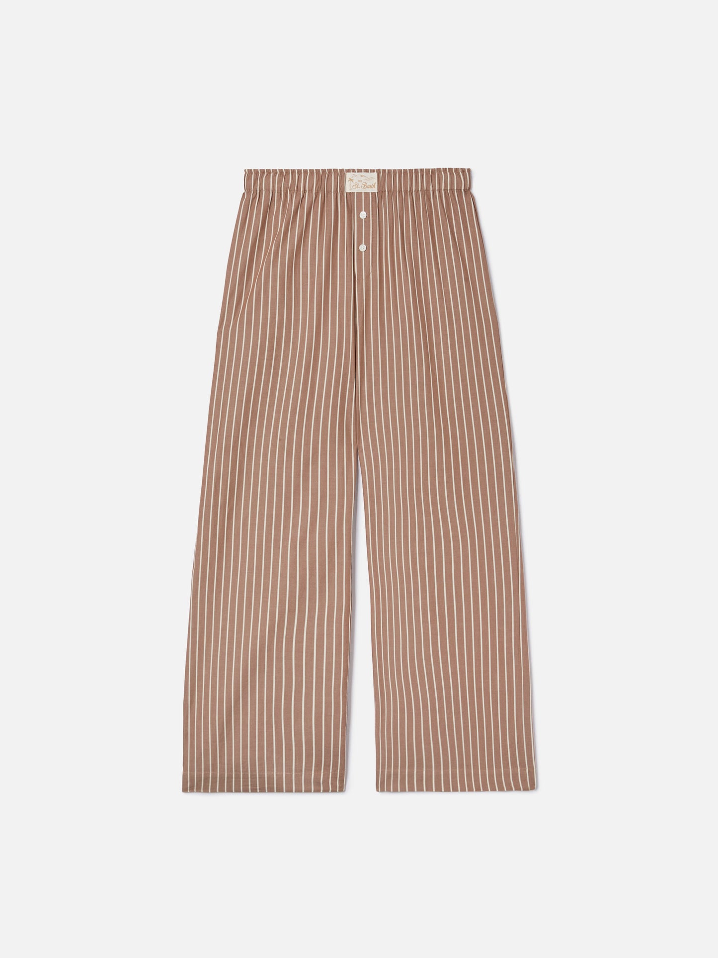 Pantaloni Doha in popeline a righe beige