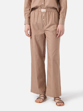 Pantaloni Doha in popeline a righe beige