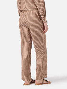 Pantaloni Doha in popeline a righe beige