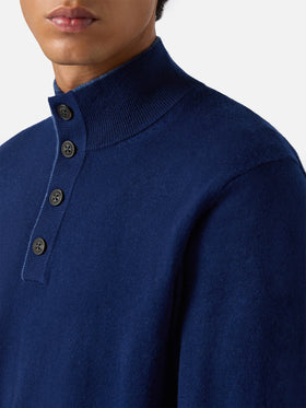 Navy blue merinocash half-zip sweater Dorian